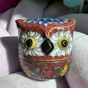 Cloisonne Owl Trinket Box